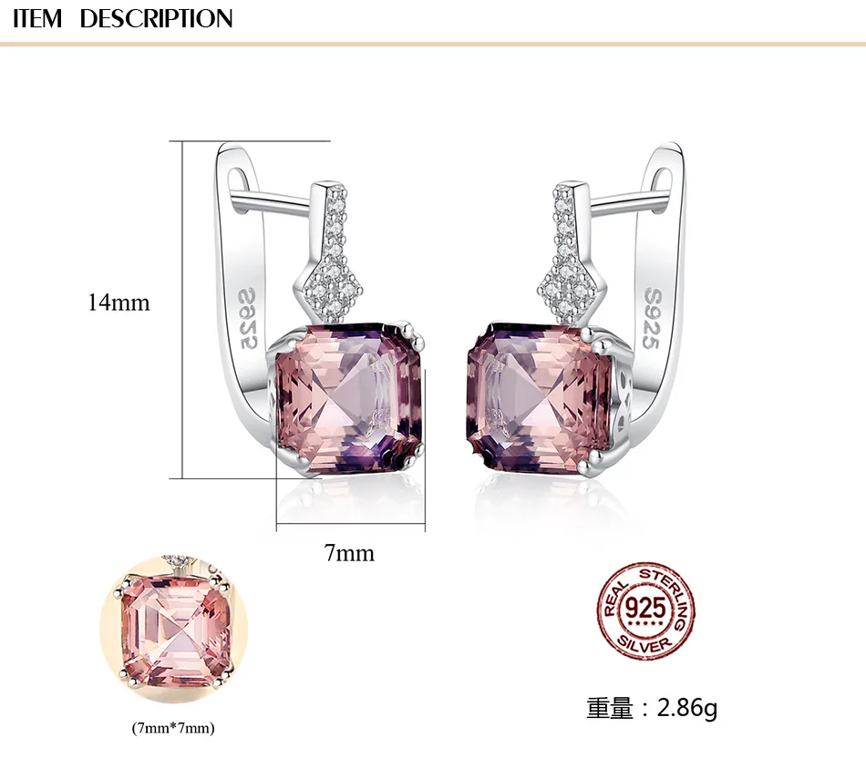 925 sterling silver earrings female Morgan stone high quality Zircon Earrings Wedding Engagement Fashion Jewelry Gifts