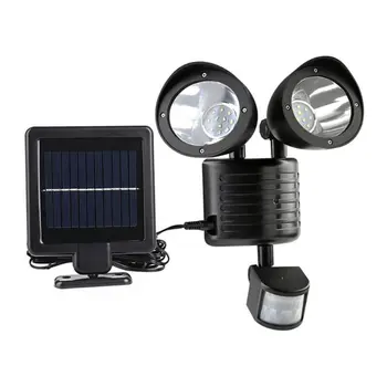 

LED Solar Light Double Head Human Body Motion Sensor Solar Lamp Outdoor Waterproof Pathway Emergency Spotlight