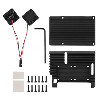 

Aluminum Alloy Protective Case Cover Enclosure with Dual Cooling Fan For Raspberry Pi 4B