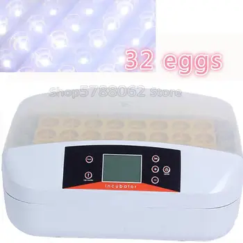 

32 eggs mini thermostat for home incubator Automatic egg incubator hatcher mute intelligent control LCD Alarm with Egg Tester