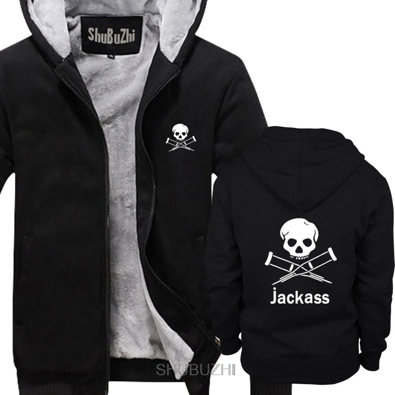Fashion Mens Jackass Logo men thick hoodies Graphic Printed Black male hoodie Fashion Classic Unique gift coats sbz6128 sweatshirt for men