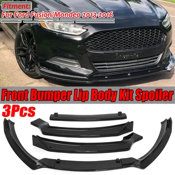 

Carbon Fiber Look/Black 3pcs Car Front Bumper Splitter Lip Spoiler Body Kit Diffuser For Ford For Fusion For Mondeo 2013-2016