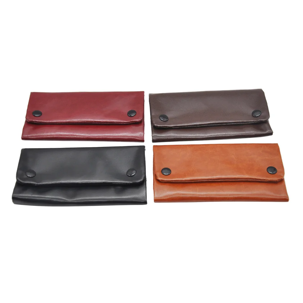 New PU cigarette packaging bag 152MM paper holder tobacco cigarette bag tri-fold with dark buckle leather cigarette case