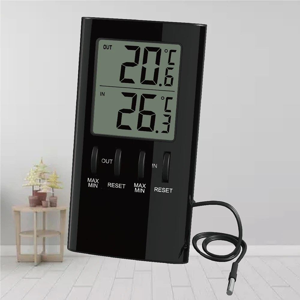 Cyfrowy wewnętrzny zewnętrzny termometr uliczny elektroniczny miernik  temperatury w pomieszczeniu/na zewnątrz Instrument wyświetlacz LCD do  domowego biura|Termometry| - AliExpress