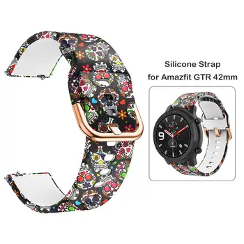 

Durable Watch Band Multi-function Soft Silicone Floral Printed Sports Watch Band Wrist Strap for Amazfit GTR 42mm