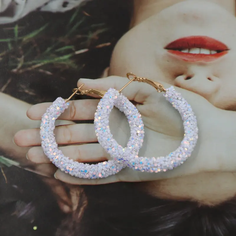 Oorbellen Новинка, кольца, серьги из смолы для женщин, серьги-кольца, модные ювелирные изделия с блестками, подарок