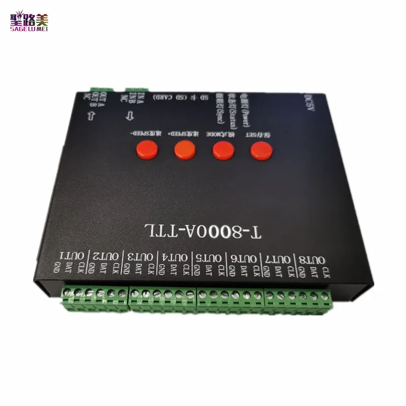 DC5V T 8000A TTL светодиодный контроллер пикселей с sd картой для ws2812b/WS2811/WS2813/LPD6803/DMX512
