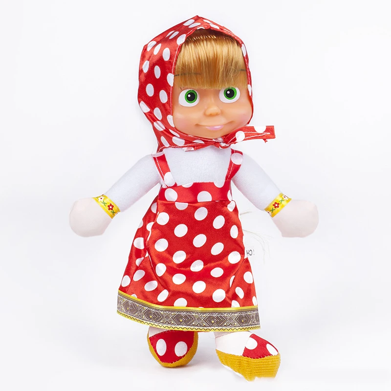 

22cm cartoon Martha and bear doll Russian plush toy built-in song music to comfort baby doll children's toy gift