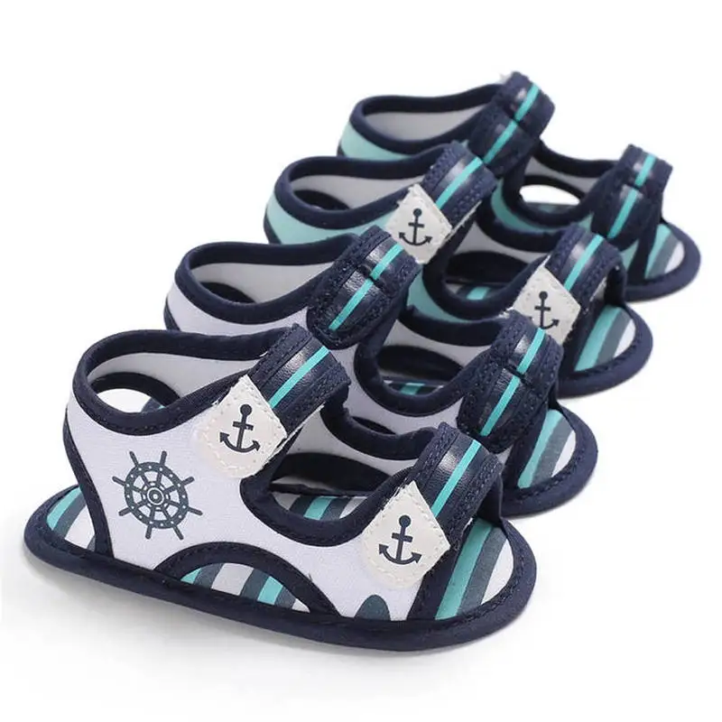 Bébé garçon sandales chaussures rayure vichy mer imprimer doux anti-dérapant semelle enfant en bas âge berceau chaussures infantile offre spéciale premiers marcheurs sandales