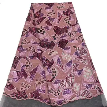 

Free shipping (5yards/pc) high quality African velvet lace fabric with shining glitters sequins for attractive party dress