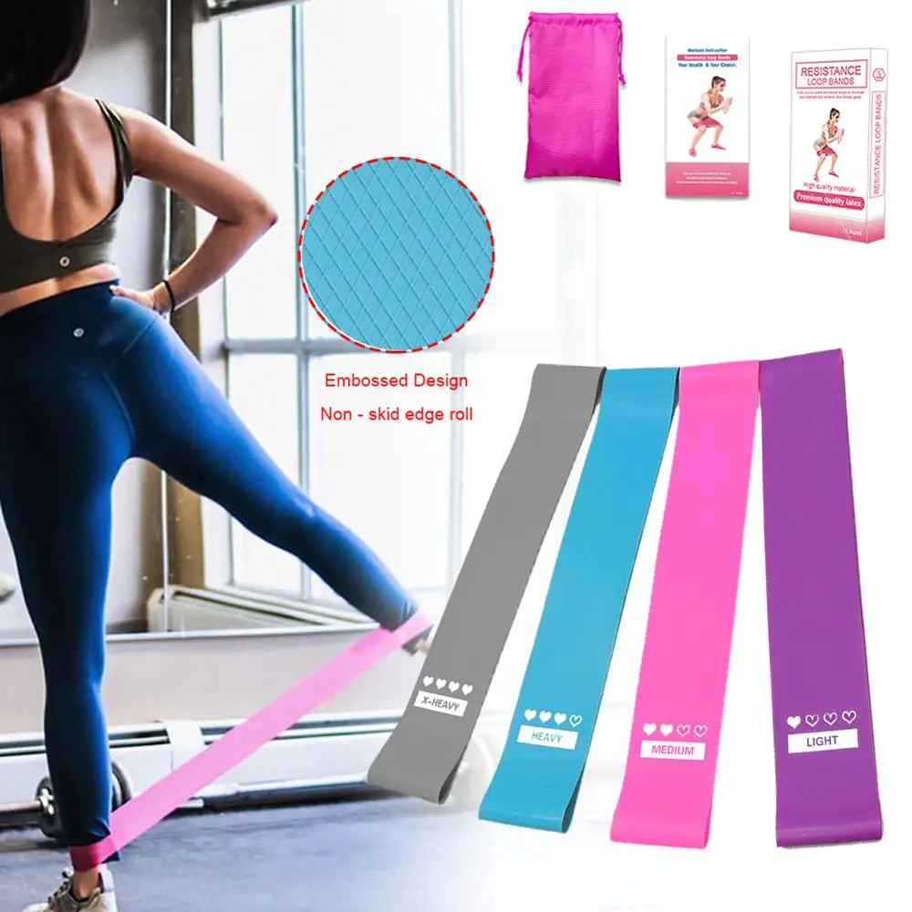 

4PCS High Quality Latex Tension Band Fitness Non-slip Resistance Yoga Exercise Physical Therapy Household Fitness