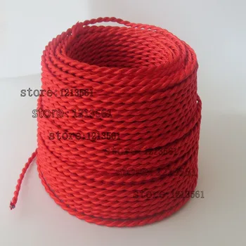 

50m/lot 2 x 0.75mm2 Red Vintage Twisted Electrical Wire Textile Cable Vintage Lamp Cord Pendant Light Lamp Wire