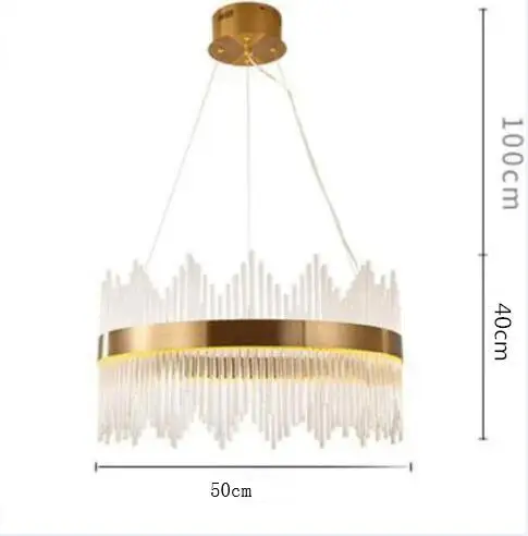 Современный хрустальный стержень круглый люстра светодиодный светильник AC110V 220V золотой цвет применяется к столовой - Цвет абажура: D50cm-H40cm