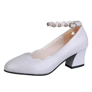 

Shoes Woman One-button Strap Crystal Leather Pointed Toe High Heel Slip-On Expensive Four Seasons Shoes Woman High Heel