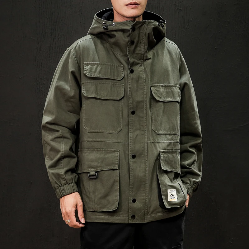 

Men's jacket 2019 autumn Korean version of the trend handsome fashion clothes casual hooded tooling jacket men's shirt