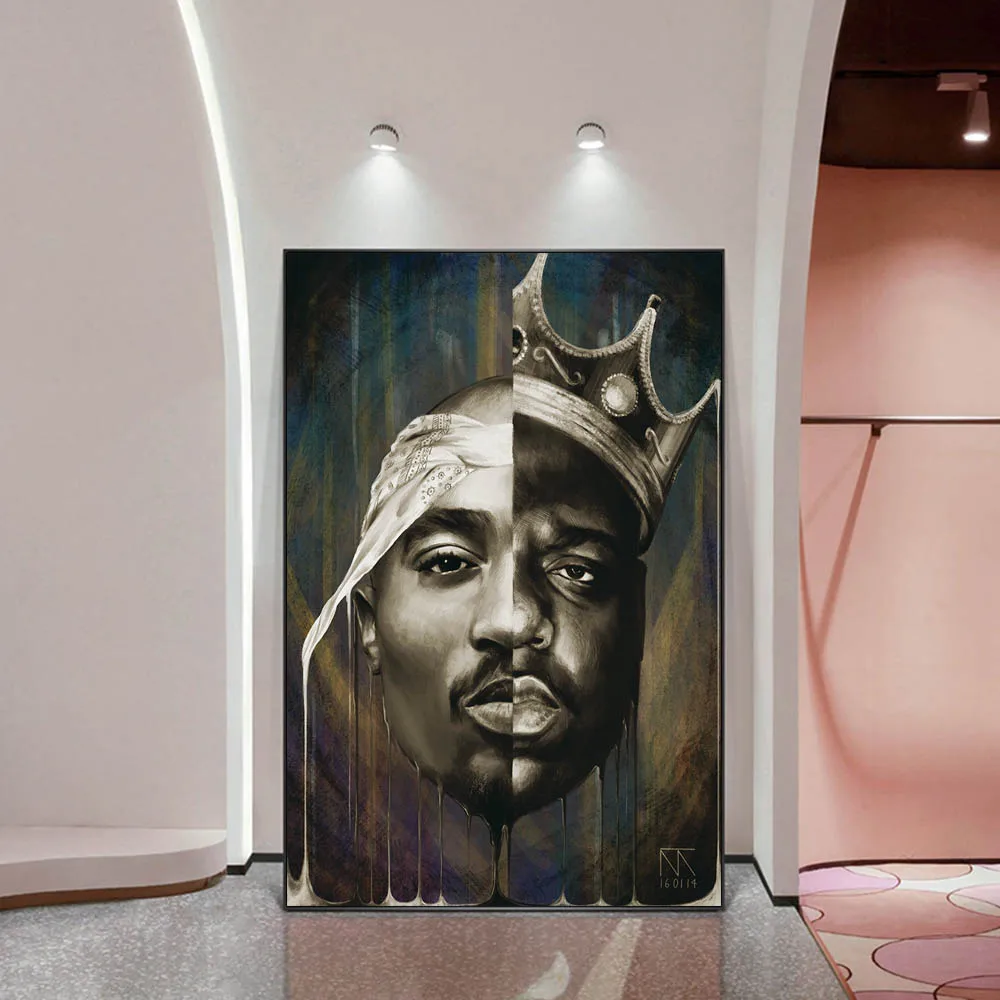 Портрет Тупак и Бигги 2PAC настенная фотокартина на холсте с абстрактным рэппером