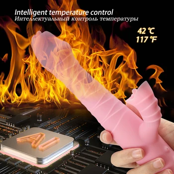 Rabbit Vibrator for Women Telescopic Heating Tongue Licking Vibrating Dildo Masturbator G Spot Clit Stimulator Adult Sex Toys 3
