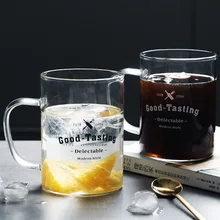 Чайные кружки кружка для пива с ручкой кофейная чашка письмо коктейльное стекло термостойкая прозрачная пара стеклянный стакан молока