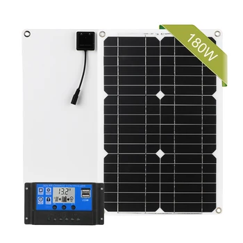 

180W 12V Solar Panel Dual USB Port Off Grid Monocrystalline Module with Solar Charge Controller Solar Battery Outdoor Car Use