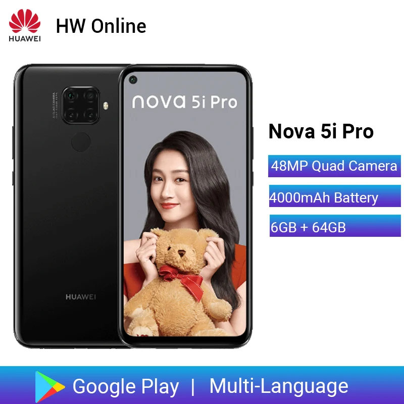 Huawei Nova 5i Pro смартфон 6 26 дюймов 8 Гб 128 ГБ Kirin 810 Восьмиядерный 4000 мАч 48MP Quad Camera