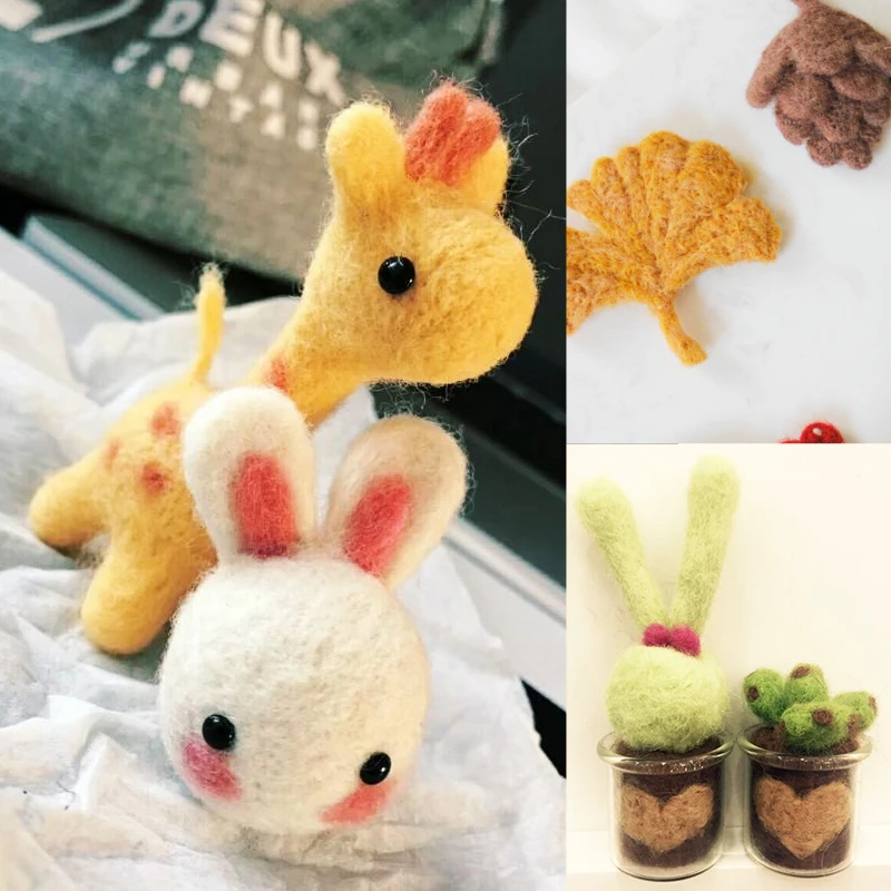 Wool Felting Kit IMZAY 50 Colors 3g Wool Roving Fibre DIY Felt Needlework Handcraft Fabric Material Wool Felting Kit for Small Toys