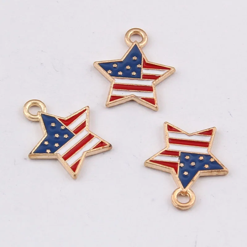 10 Pcs/lot 15*16mm Gold Color Star Pendants Enamel Charms Handmade For