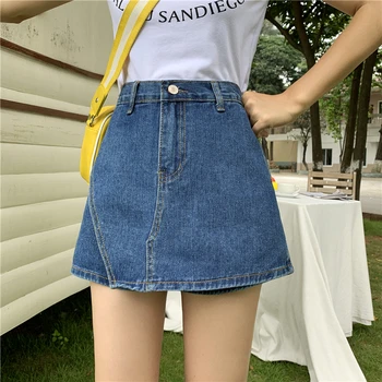 

Vintage Blue Denim Jeans Women Casual Harajuku Wide Leg Short Pants Plus Size High Waist Korean Shorts Pockets Button 2020 Y503