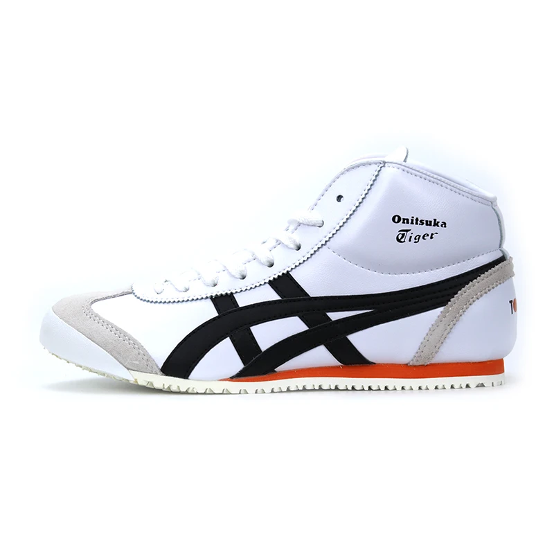 Оригинальные кроссовки Onitsuka Tiger; Женская Удобная Обувь для скейтборда; Мужская модная обувь с высоким берцем на шнуровке; Прочные спортивные ботинки унисекс наивысшего качества - Цвет: White and orange