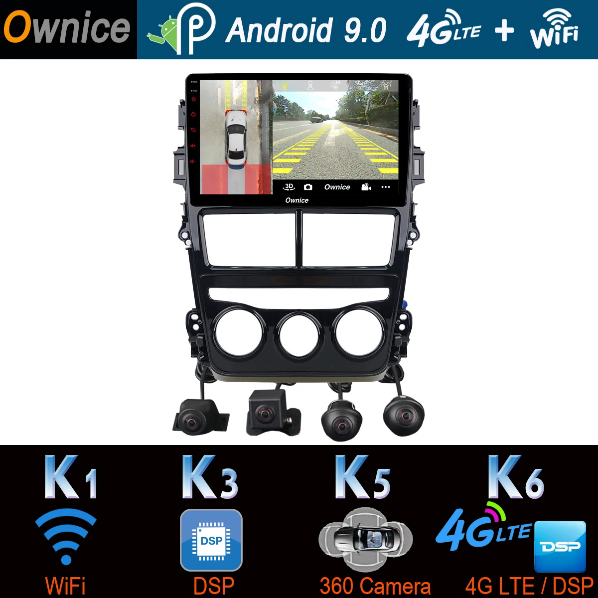 Панорамная камера 360 ° Android 9 0 4 Гб + 64 ГБ DSP CarPlay автомобильный мультимедийный плеер