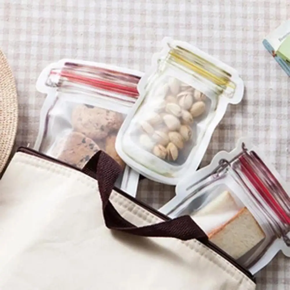 10 шт./партия многоразовые бутылочки Mason Jar сумки гайки конфеты, печенье мешок контейнер для свежей еды мешок с застежкой-молнией кухонный Органайзер TDH