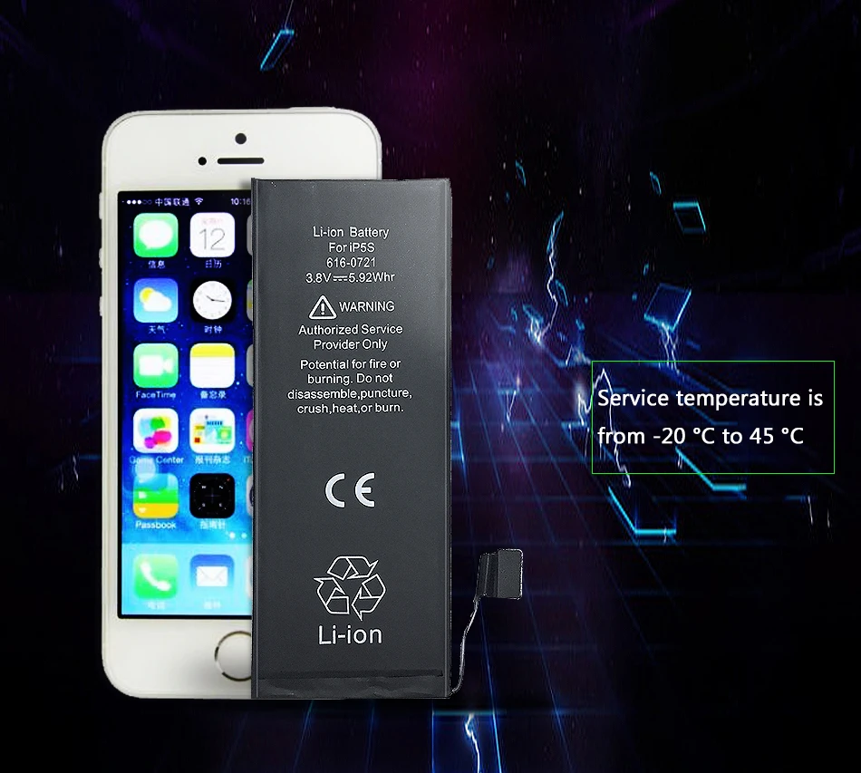 Перезаряжаемый мобильный телефон, аккумулятор для IPhone 5S, Сменный аккумулятор для сотового телефона, 5S, 1560 мАч, подходит для IPhone 5S