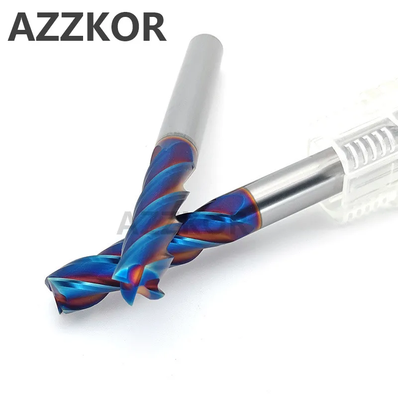 AZZKOR Milling Cutter Alloy Coating Tungsten Steel Tool 100L Hrc70 Lengthening Face Mill Endmills Top CNC Milling Cutter