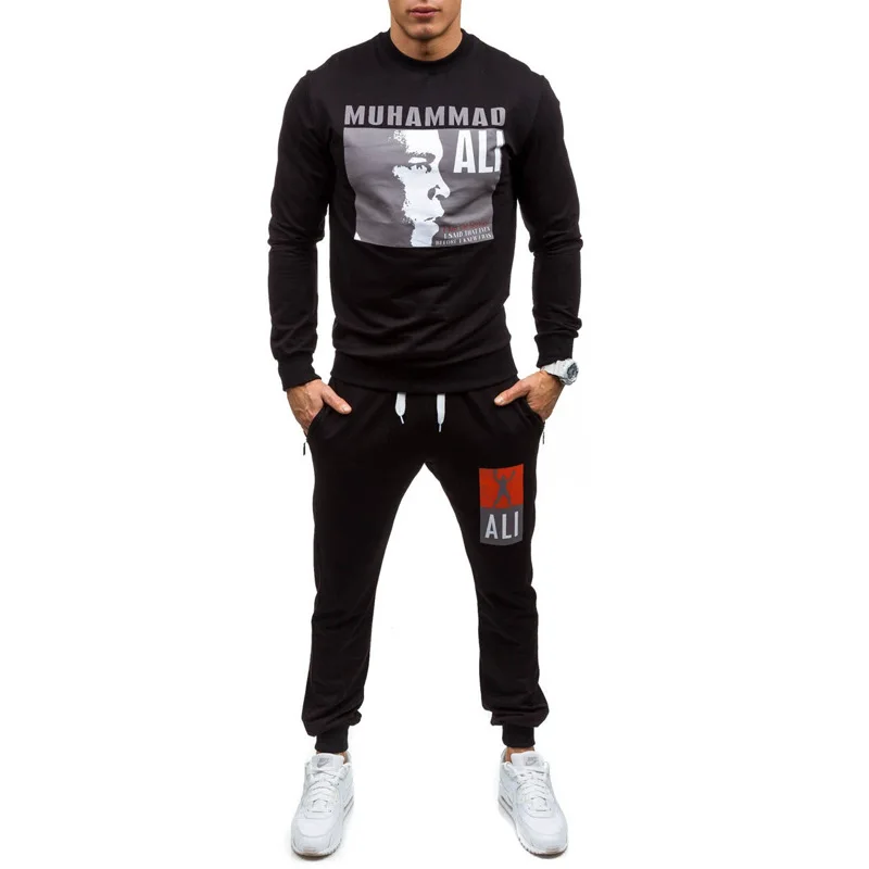 

2018 New Style Leisure Suit/AliExpress Europe And America Men Champion Printed Hoodie Sweatpants Sports Set