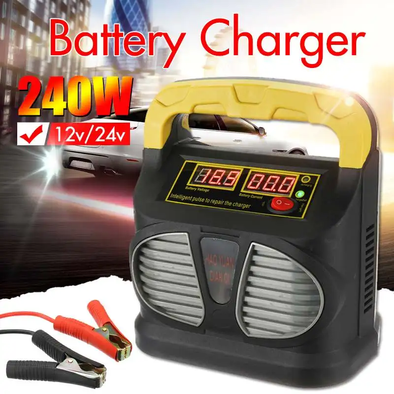 

15A 240W 6-200AH Battery Charger 12v 24V Smart Fast Charging Full Automatic LCD Display Battery Charger for Motorcycle Truck Car