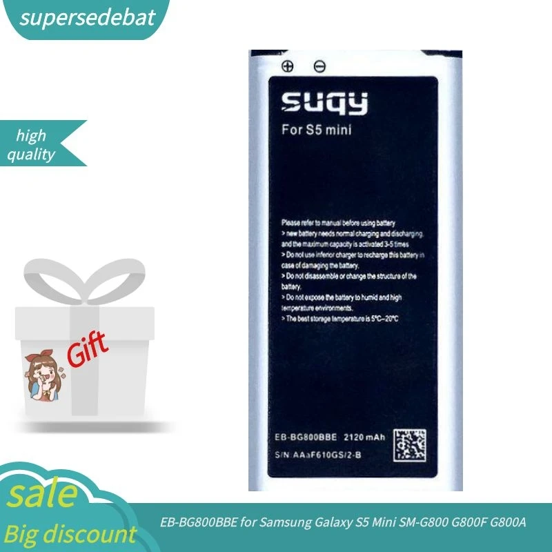 Supersedebat для Samsung Galaxy S5 Mini аккумулятор SM G800 G800F G800A G800H G800M G800R4 G800Y G800R Bateria|Аккумуляторы