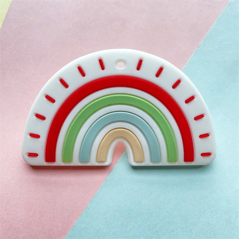 1PCS Silicone Rainbow Teether Bead BPA-Free Baby Accessories Beads Kids Teeth Nursing DIY Food Grade Infant Nursing Teether Toy 6