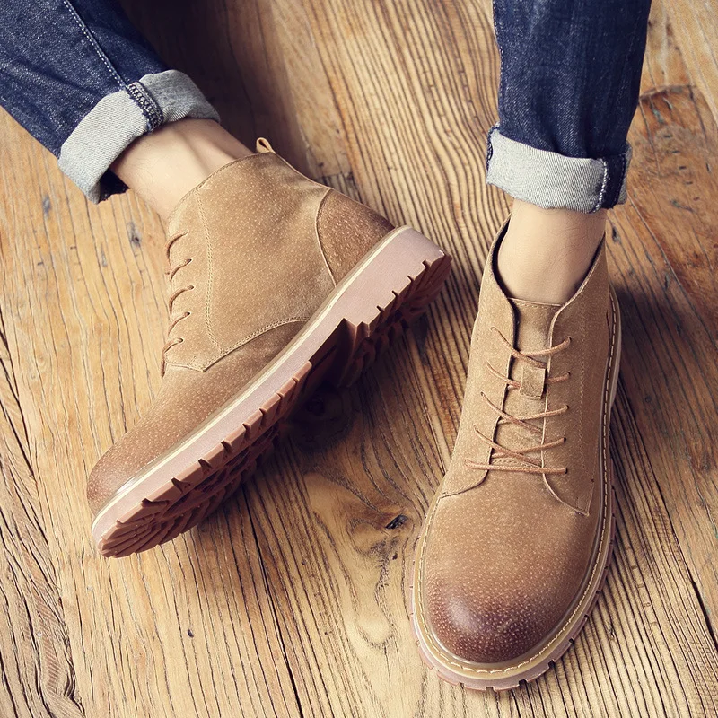 

Winter Chelsea Martin Boots MEN'S Short Boots Fashion Mid-top Workwear Snowfield Men's Boots Cotton-padded Shoes with Velvet Hig