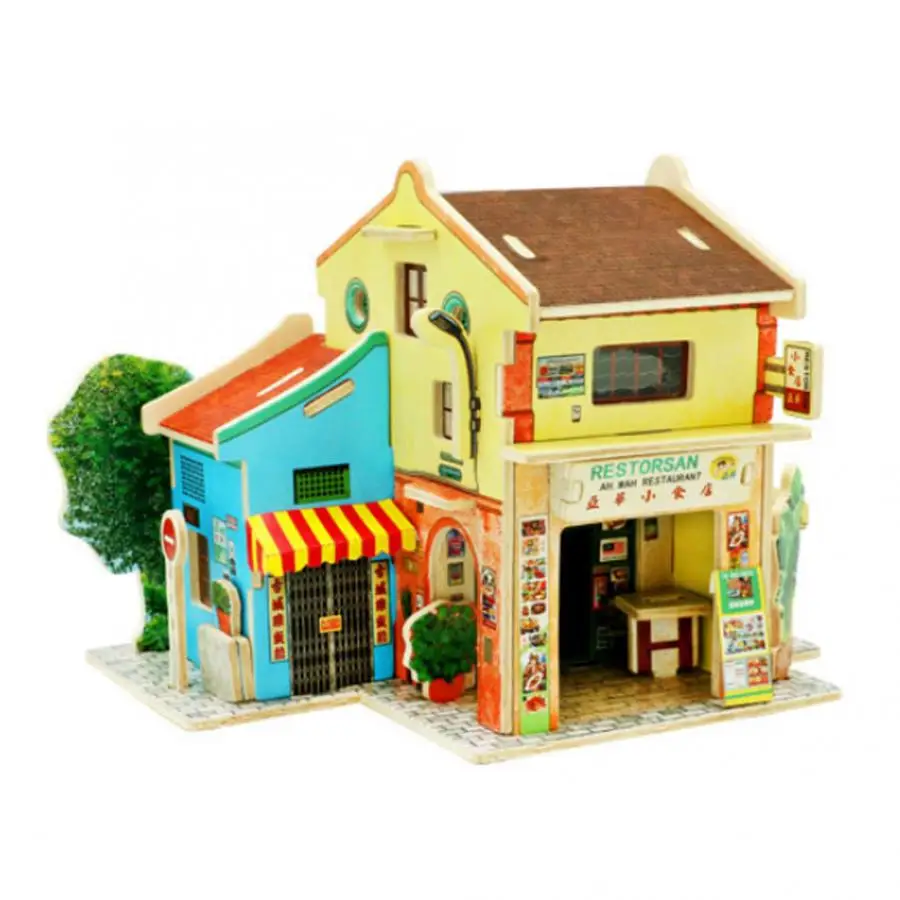 3D деревянные головоломки, игрушки, пазлы, архитектура, дом, сделай сам, ручной набор для сборки, Обучающие Детские Развивающие деревянные игрушки для детей