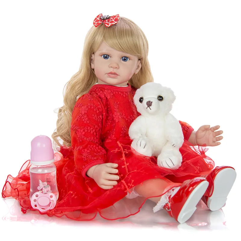 24 дюймов Reborn для маленьких девочек кукла элегантные 60 см мягкие принцессы ручной работы реалистичные куклы Boneca Reborn Детские Лучший Друг детства Рождественский подарок