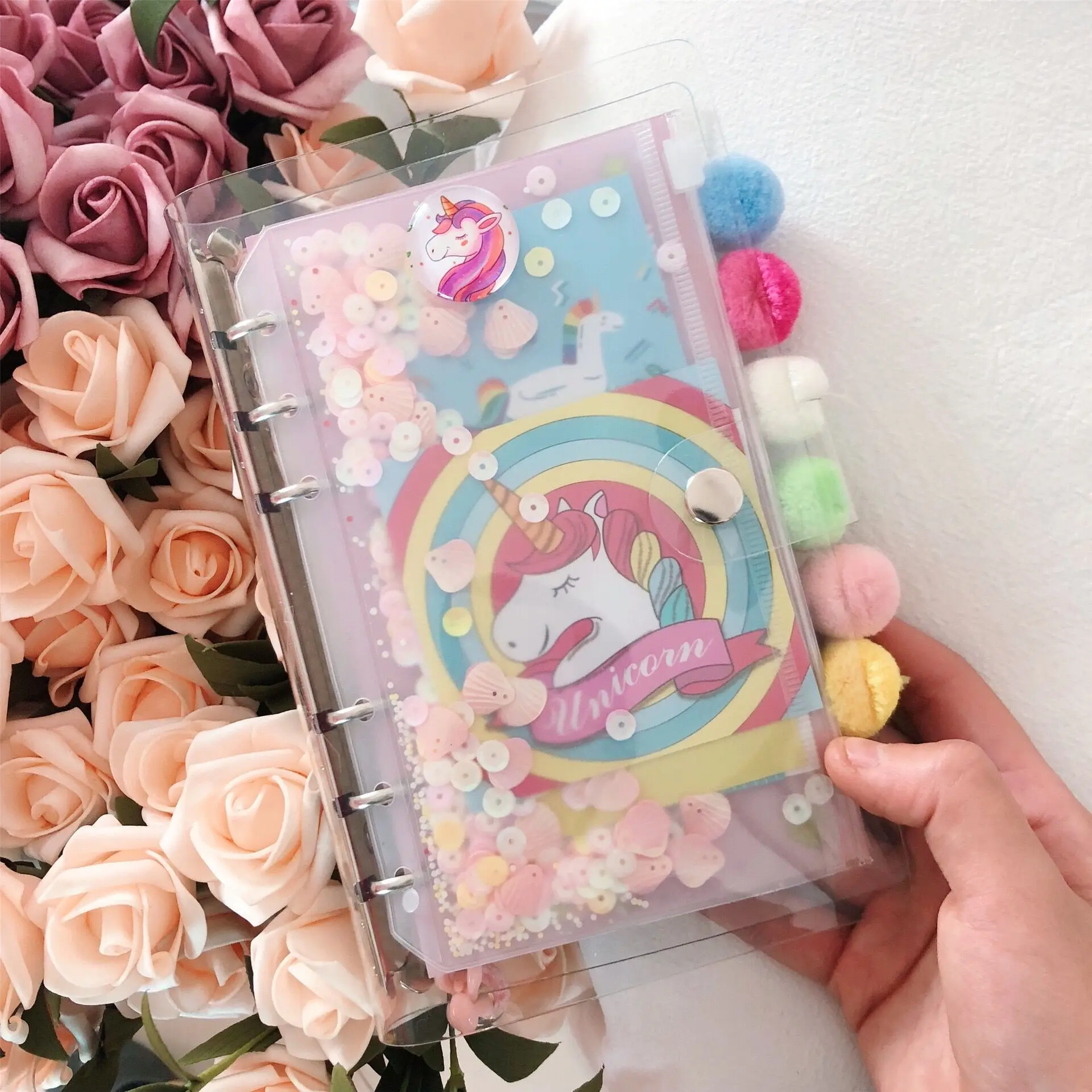 

Bentoy Unicorn Flamingo Card Case NoteBook 45 paper A6 Planner Notepad Cover Stick Pen Pendant Gift Student Unisex Journal Diary