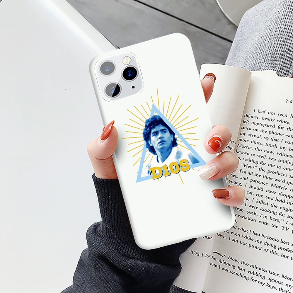 Footballer Maradona Art Diy Luxury Phone Case For iPhone 11 12 Pro XS MAX XR X 7 8 6Plus SE 2020 Candy Soft Silicone cover iphone 7 silicone case