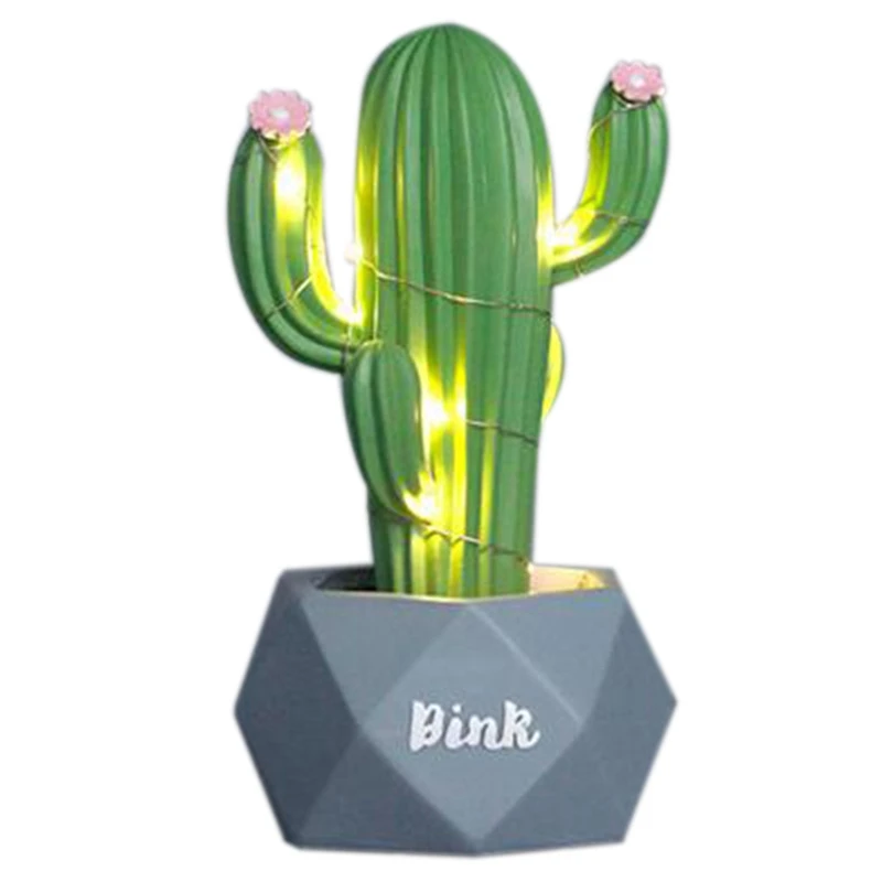 

Ins Cactus Decor Cactus Led Table Lamp Dream Star Lamp Small Night Light Cute Room Decor Children'S Gift Green B