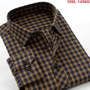 

high quality classic plaid shirts men casual oversize loose shirts long sleeve autumn winter shirts plus size 7XL 8XL 9XL 10XL