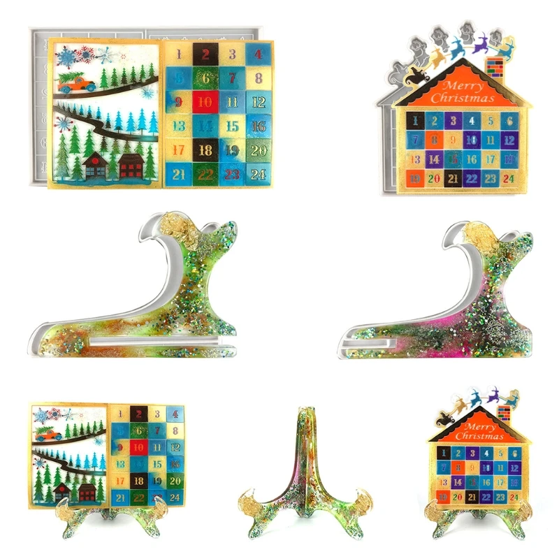 

Набор силиконовых форм 20CF 4 шт., для самостоятельной сборки, маленькие и большие формы с календарем, подставка, формы для рукоделия, инструменты для детей и взрослых