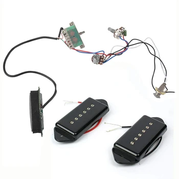 

3 Pcs Guitar Accessories:1 Pcs Connection Switch with Pickup & 2 Pcs P90 Dog Ear Style Guitar Pickups Black DP90-BK