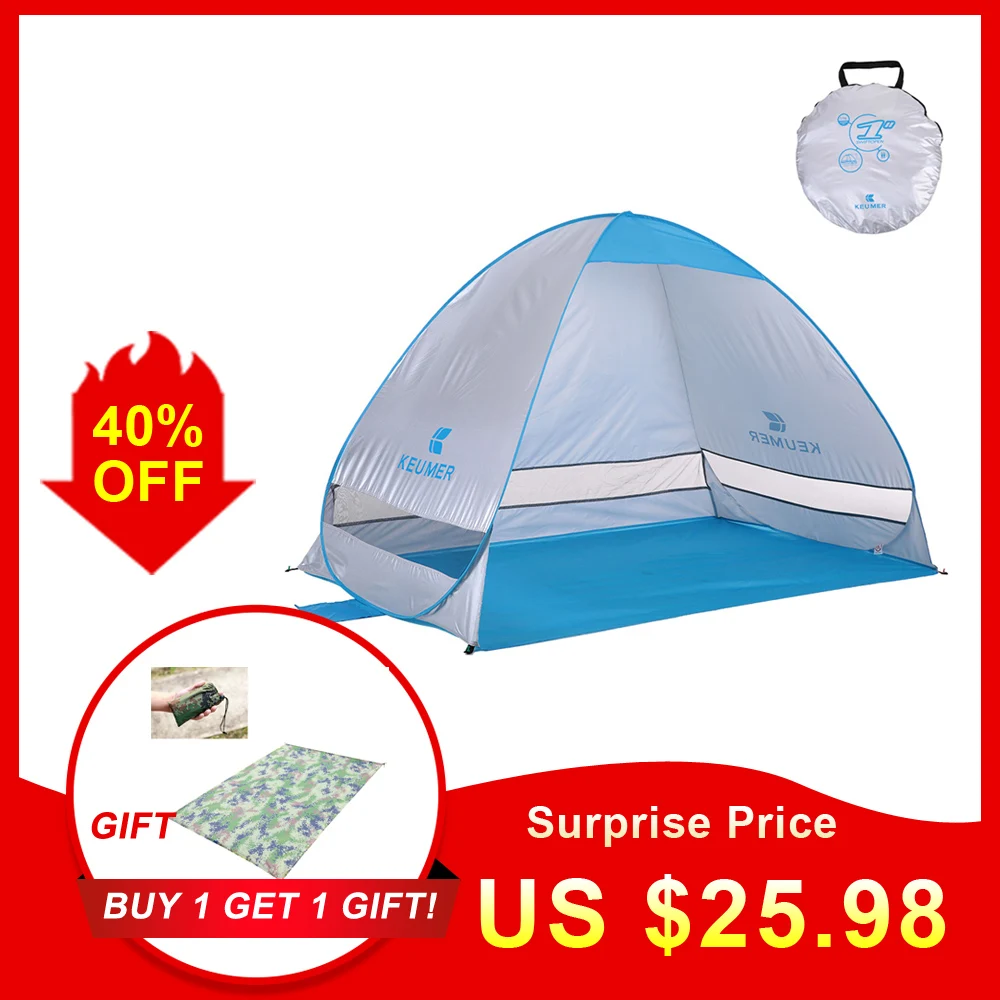 KEUMER Мгновенный Всплывающий тент автоматический Пляжный Тент Портативный Открытый кемпинговый тент Рыбалка походный навес от солнца укрытие 200*120*130 см