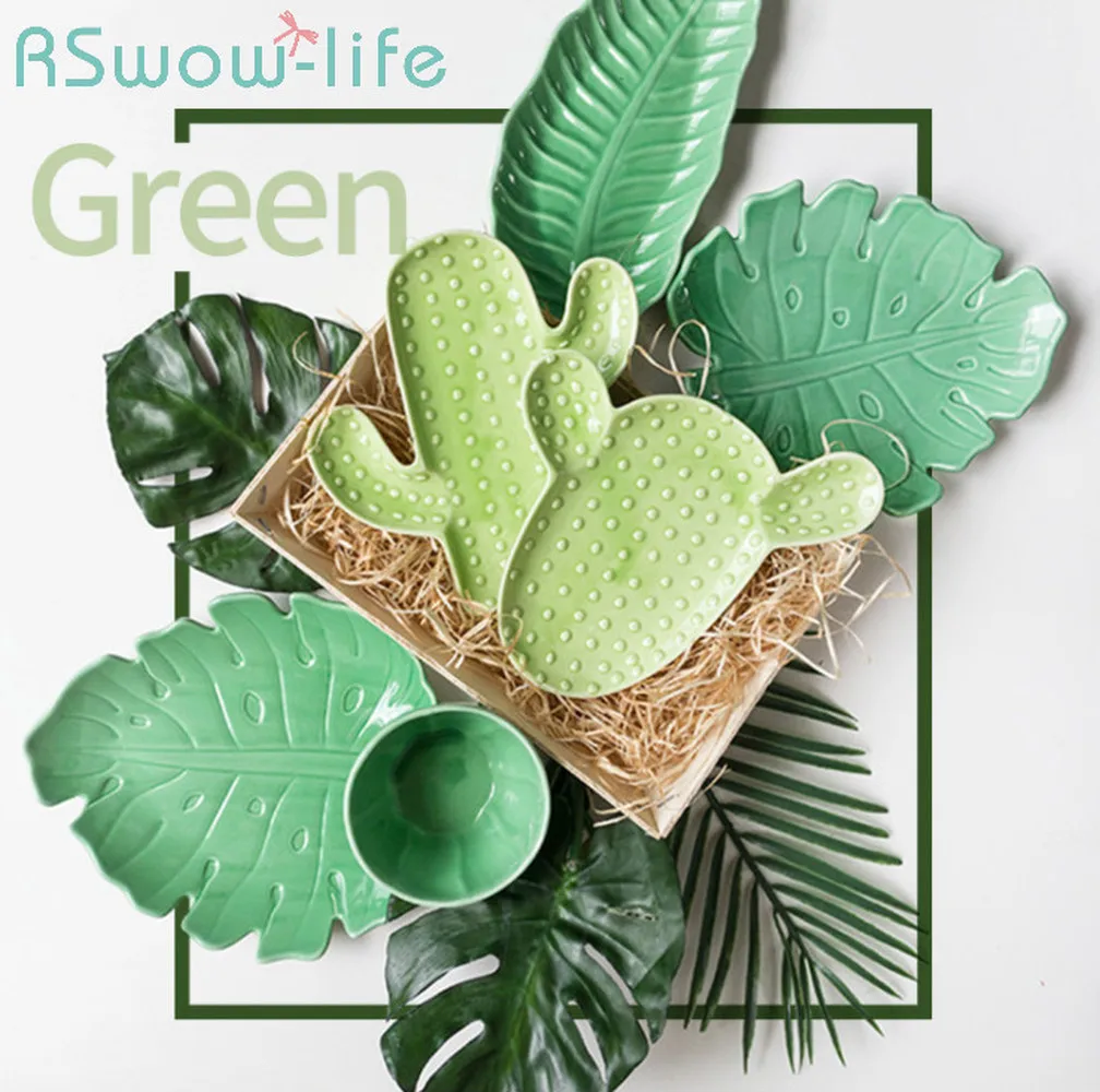 

Tropical Plant Creative Ceramic Dish Tableware Home Irregular Breakfast Plate Candy Dishes Serving Plate Soy Sauce Dish