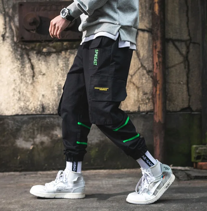 April MOMO штаны карго с карманами мужские Цветные Лоскутные Повседневные Jogger модные тактические брюки Tide Harajuku уличная американский размер