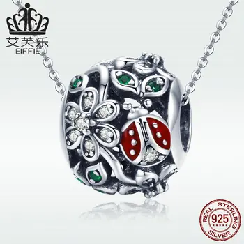

Ladybug And Flower wholesale Diy 925 silver original letter beads for jewelry making Fit pandora charm bracelet