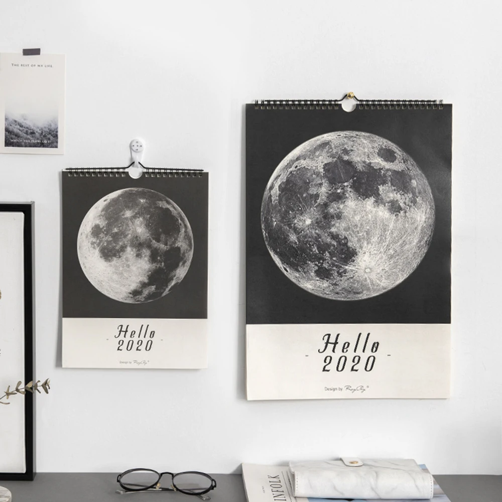 

1PC 2020 Year Wall Calendar Ins Style Simple Household Shredded Calendars Full Moon Half Moon Daily Planner Calendar 5 Styles